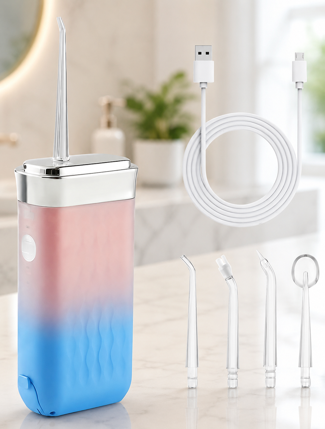 Іригатор для порожнини рота та зубів IPX7 USB 180мл / Бездротовий іригатор для води 3 режими, 4 насадки - Зображення 3