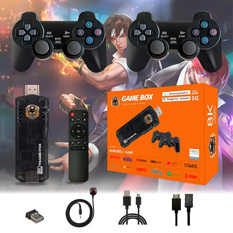 Ігрова ТВ приставка Game Box 8K 8X M98 Smart TV Stick 64GB геймстик з геймпадами + 10000 вбудованих ігор - Зображення 2