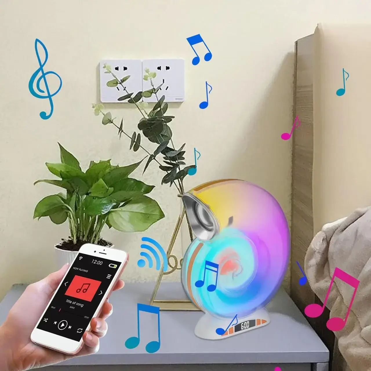 Бездротова розумна колонка нічник Равлик Conch Music Light 4 в 1 портативний RGB світильник з Bluetooth - Зображення 3