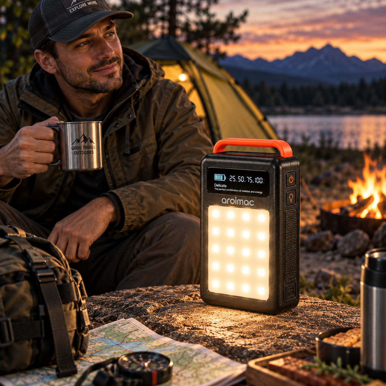 Павербанк Aroimac 80000 mAh (56-68) / PowerBank з LED-ліхтарем та цифровим індикатором заряду - Зображення 4