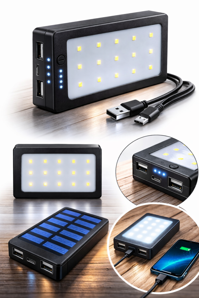 Сонячний Power Bank Solar 30000 mAh / Павербанк Solar 2xUSB з ліхтариком